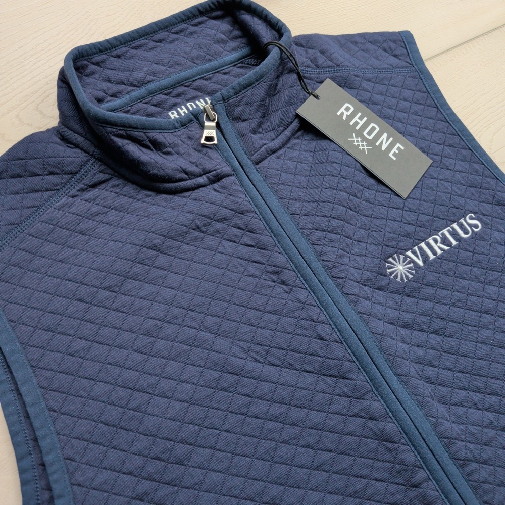 NEW Rhone Gramercy Diamond Quilted Vest Mens Small Blue Zip Pockets 101669